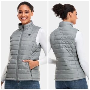 ORORO Women’s Size S Gray Classic Heated Water-Resistant Lightweight Puffer Vest